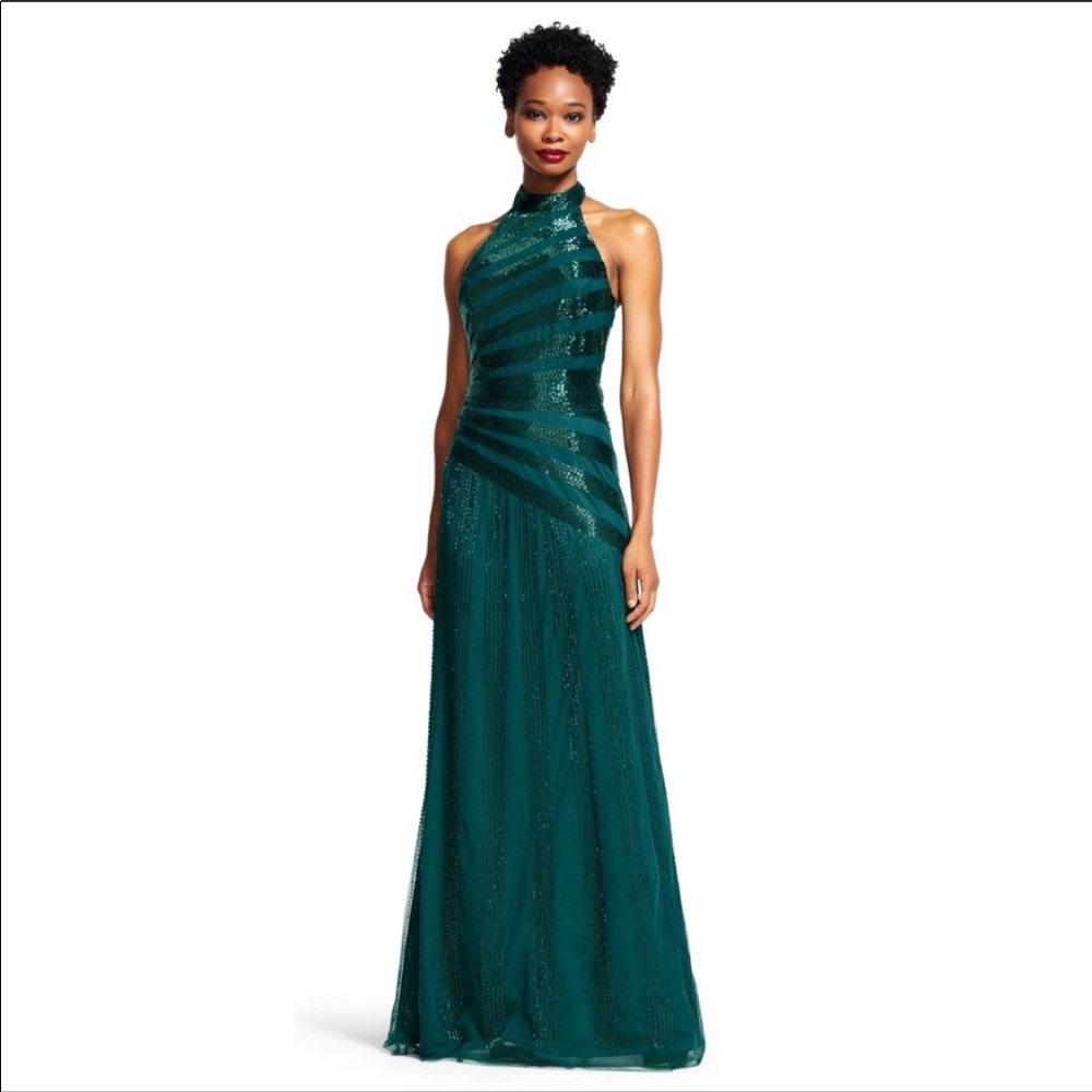 Adrianna Papell Halter Beaded Gown